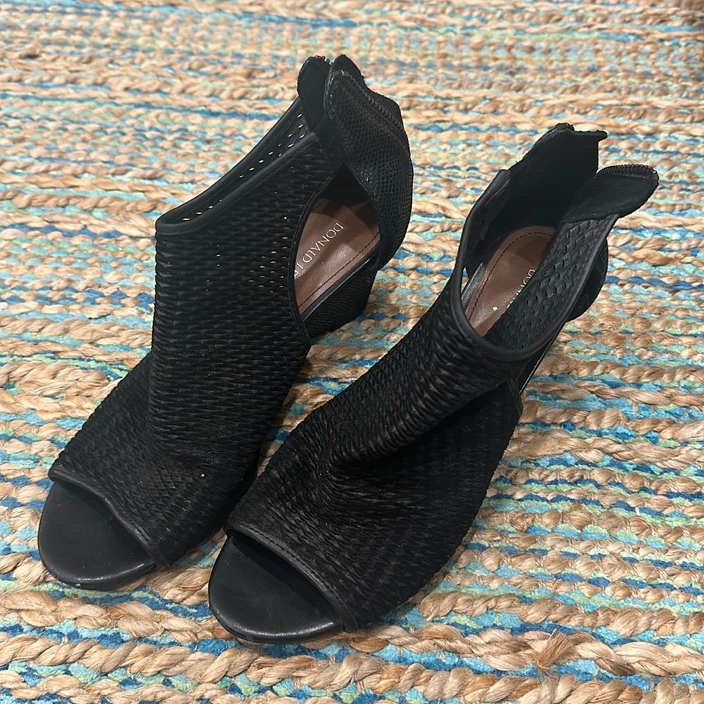 Black Donald J Pliner Peeptoe Wedges